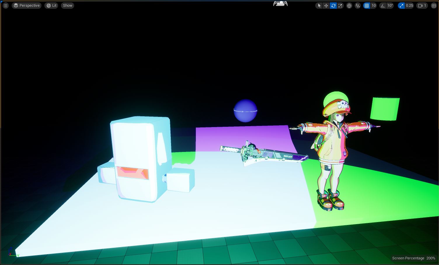 Picture showcasing my custom toon-shading implementation in Unreal Engine 5.2