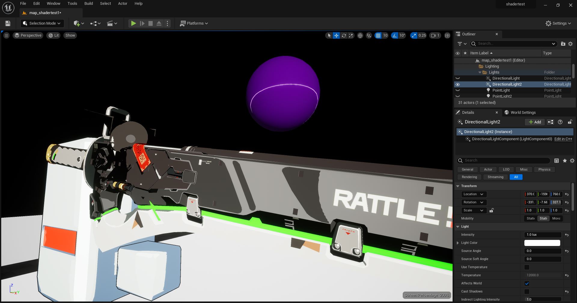 Picture showcasing my custom toon-shading implementation in Unreal Engine 5.2